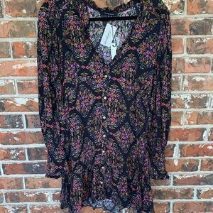 Olivaceous floral dress